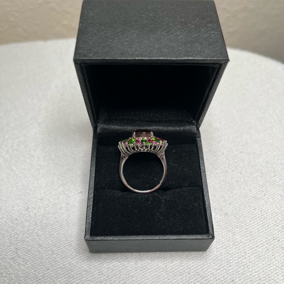 WOW! Watermelon Quartz, Rhodolite, Diopside and Garnet Cocktail Ring - Picture 5 of 5